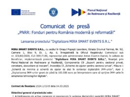 Comunicat de presa pnrr - digitalizare mira smart events S.R.L
